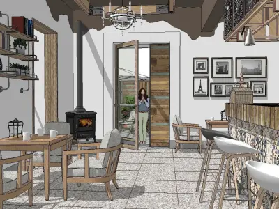 Homestay-Garden Restaurant Book Bar 3D model