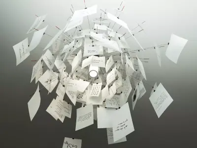 Zettelz 5 light fixture with paper hanging from it 3D model