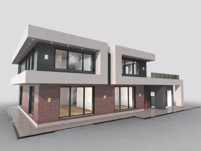 H0001 High-Tech Residence Low-poly 3D model