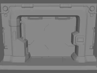 Sci-fi door Low-poly 3D model