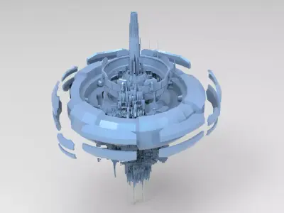 Floating Cyberpunk City 1 Low-poly 3D model