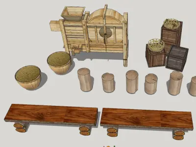 wooden stake tree stump 3D model