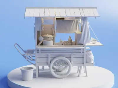 Japanese Ramen Stall Free 3D model