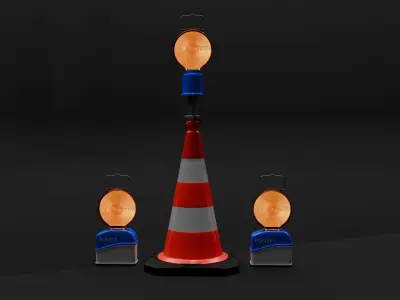 Fuehrungslichtanlage und Leitkegel Pack Polizei 3D model