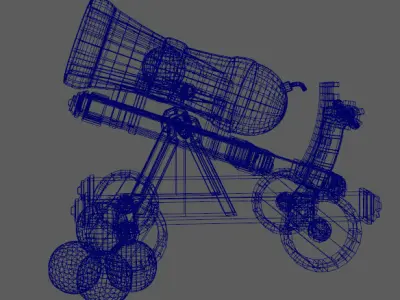 World War II Golden Cannon Low-poly 3D model