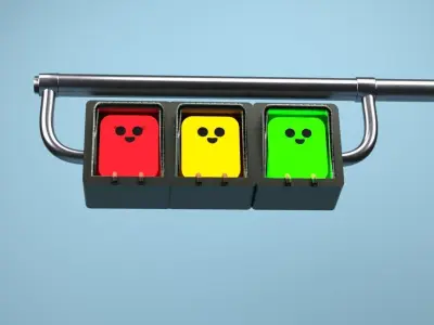Cute traffic lights Free low-poly 3D model