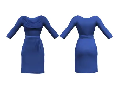 Cowl Neck Pencil Skirt Dress Low-poly 3D model