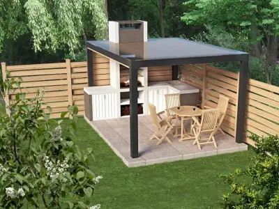 furniture outdoor kitchen  barbecue 3D model Low-poly 3D model