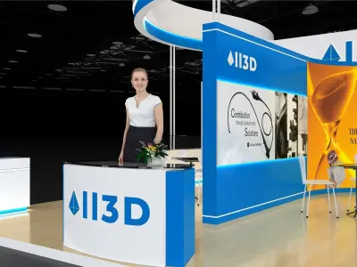 Exhibition Stand Stall Three Side Open 9X6 3D model