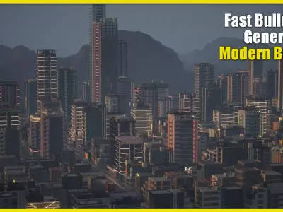 PBR - Collection of building model - Modern Block Low-poly 3D model