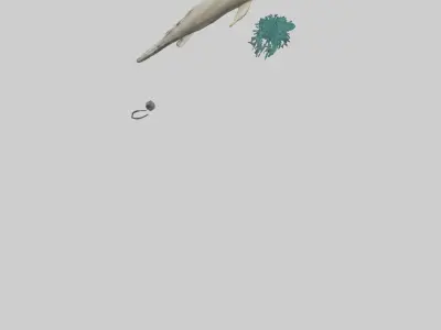 Sawfish moving near ocean floor model Low-poly 3D model