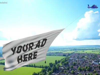  Helicopter with Huge Advertising Air Banner 