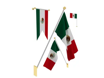 Flags of Mexico 3D model