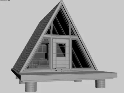A-Frame House  Wooden Bungolov Home 3D model