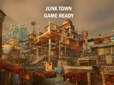 Junk town Low-poly 3D model