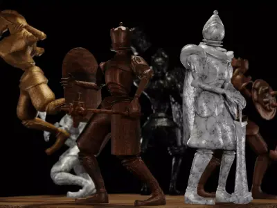 Fantasy Chess Character Pack with Weapons Low-poly 3D model