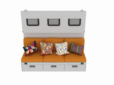 Caravan Couch Bunk Bed 3D model