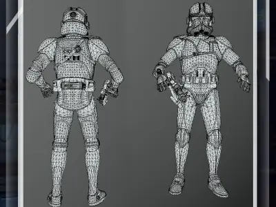 Clone Trooper Phase 2 AT-TE Gunner Rigged Low-poly 3D model