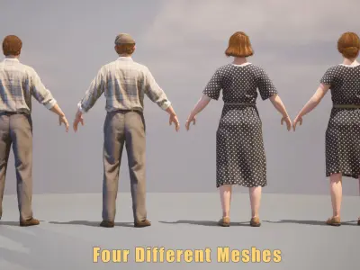 Soviet Citizens Low-poly 3D model