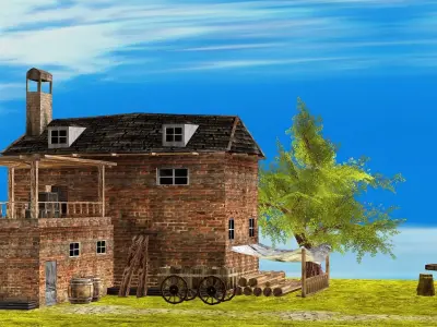 Fantasy Medieval Exclusive Village House 3D Model Low-poly 3D model