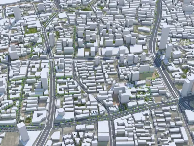 Jinan Shandong China 70km AI Low-poly 3D model