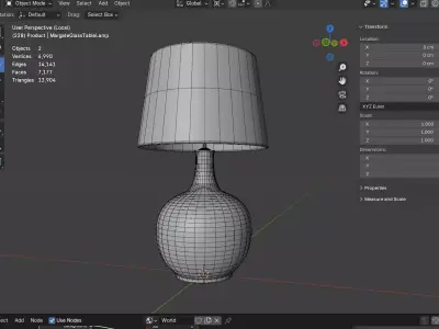Margate Glass Table Lamp - Coastal Modern Tapered Glass Lighting Low-poly 3D model
