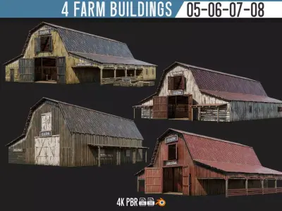 05-06-07-08 - Farm Buildings 4K PBR GameReady Low-poly 3D model