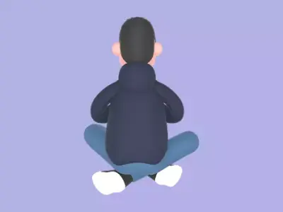 Stylized 3D Male Programmer Character - Frustrated Meditation 3D model