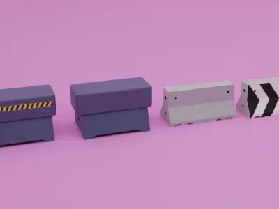 Low-Poly Barrier Pack Low-poly 3D model