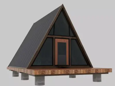A-Frame House  Wooden Bungolov Home 3D model