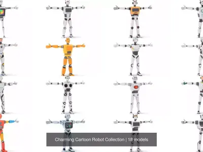 Charming Cartoon Robot Collection 3D Model Pack