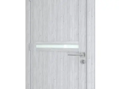 Door-061 wooden door with glass panel 3D model