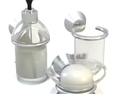 Bathroom Accessories For Soup And Toothbrushes 3D model