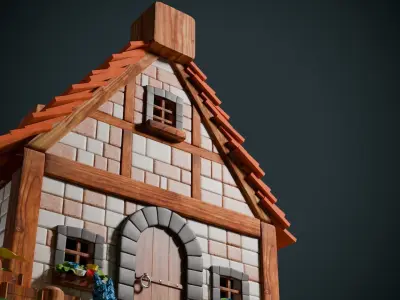 Medieval Cottage Low-poly 3D model