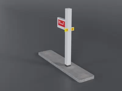 Shell Fuel Sign Canopy Service Station 3D model