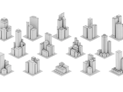 Abstract skyscrapercity Low-poly 3D model
