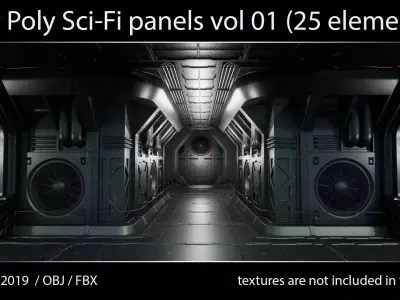 Modular Sci-Fi panels vol 01 Low-poly 3D model