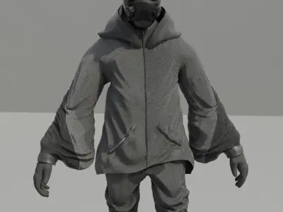 Cyberpunk Character - Scifi streetwear Low-poly 3D model