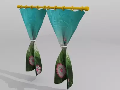 Curtains double Low-poly 3D model