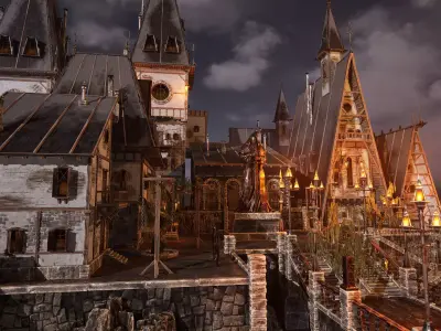 Twilight town Low-poly 3D model