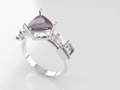 Nar109 amethyst and diamond ring 3D print model