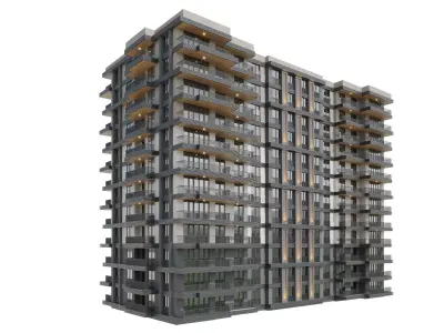 Modern residential building 3D model buy