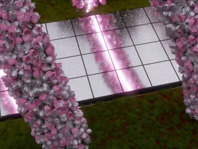 Fairy Glass Walkway decorated with Flowers 3D model 3D model