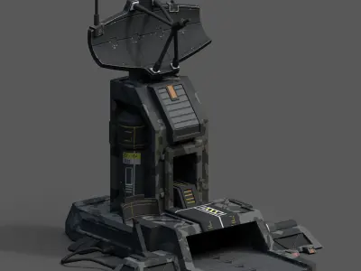 Scifi base building exterior skyscraper sci fi station  Low-poly 3D model