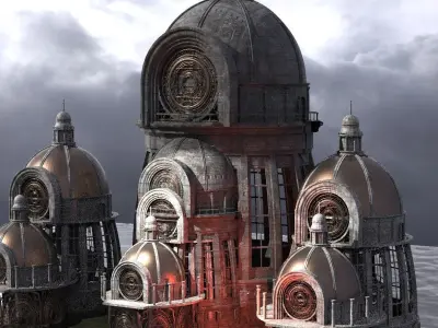 Observatory Tower Dome Temples 2 3D model