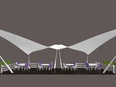 Tent model with tables and chairs 3D model