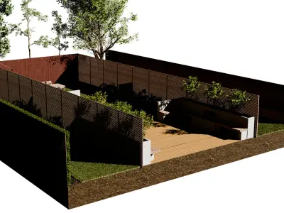 Garden Oasis with Green Road Surround 3D model