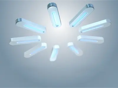 Sterilizer 3D model fluorescent light bulbs in circular pattern Low-poly 3D model