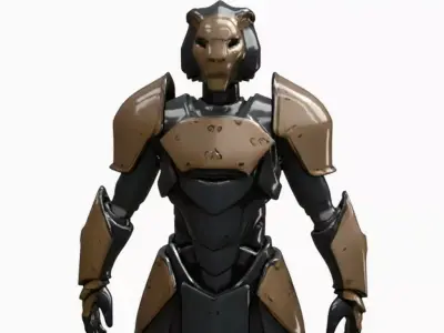 Sci-Fi Lion Knight Robotic Armor Low-poly 3D model