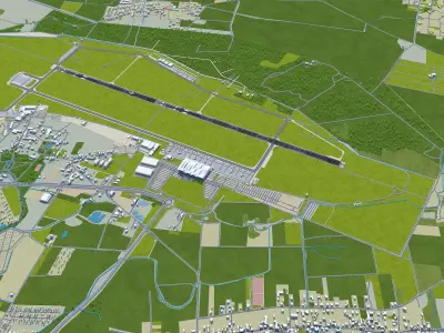 Wroclaw Airport 10km Low-poly 3D model
